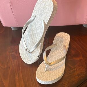 Michael Kors Silver Logo Sandals